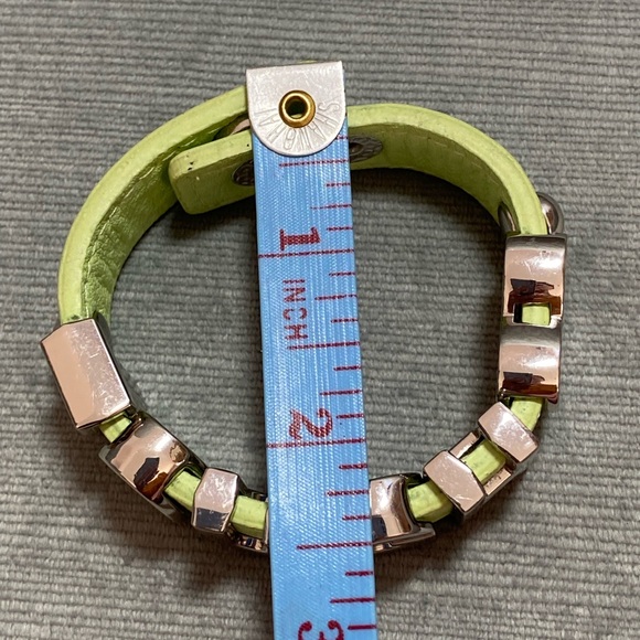 TOUGH bracelet in large silver letters with hearts and studs on mint green strap - Picture 4 of 10